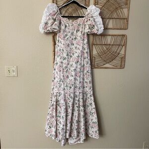 Vtg Jane M Hawaii Dress Muumuu Hana Hou Collection Prairie Cottage 80s Sz 4 B33